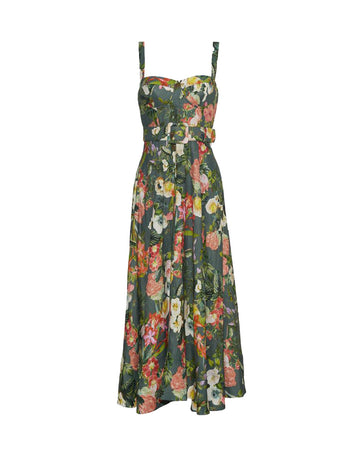 cara cara calypso dress olive kingston floral green isolated front