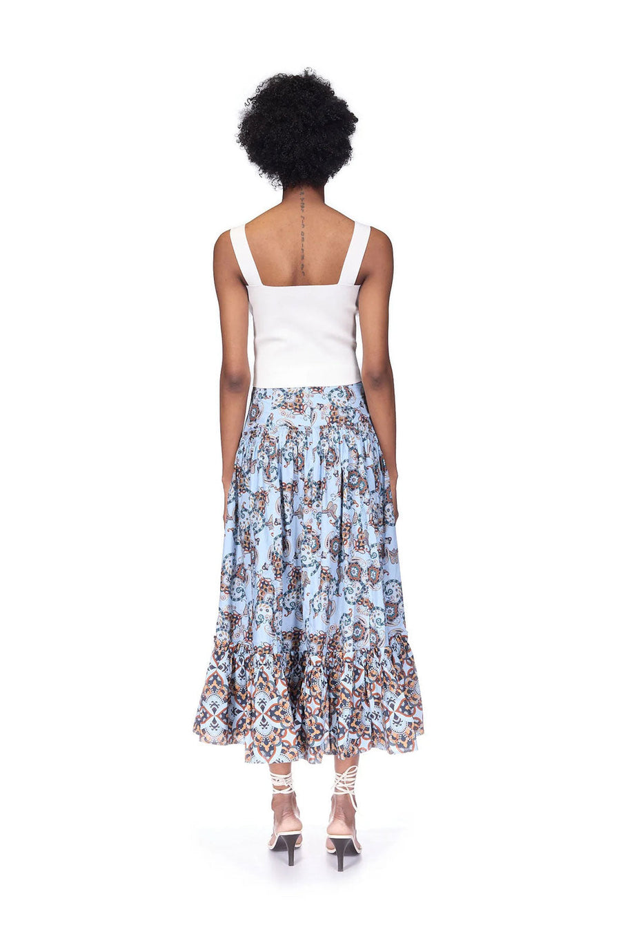 cara cara tisbury skirt blue floral figure back