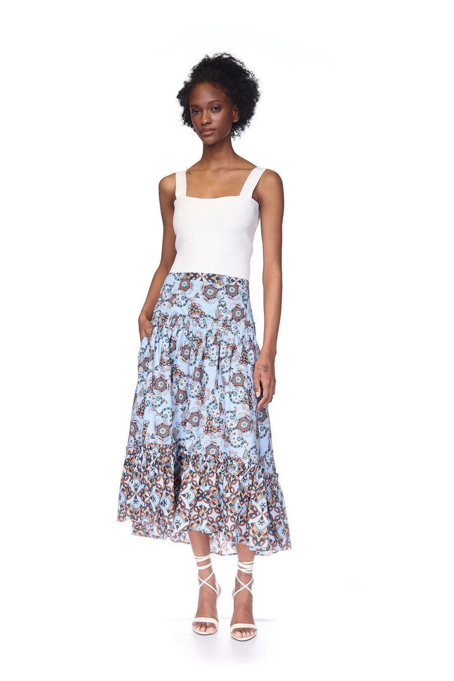 cara cara tisbury skirt blue floral figure front