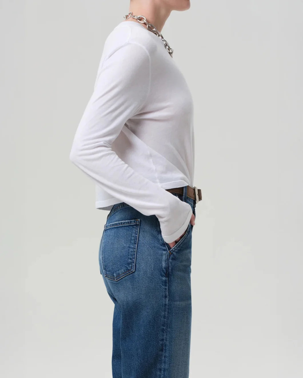 citizens of humanity Sabine Cropped Long Sleeve white side