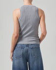 citizens of humanity isabel rib tank cyclone grey on figure back