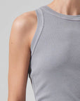 citizens of humanity isabel rib tank cyclone grey on figure detail