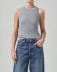 citizens of humanity isabel rib tank cyclone grey on figure front