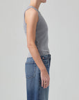 citizens of humanity isabel rib tank cyclone grey on figure side
