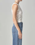 citizens of humanity isabel rib tank pashina off white top on figure side