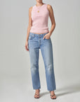  citizens of humanity Isabel rib tank roselle it pink top on figure front