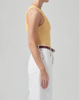 citizens of humanity isabel rib tank tangelo yellow on figure side