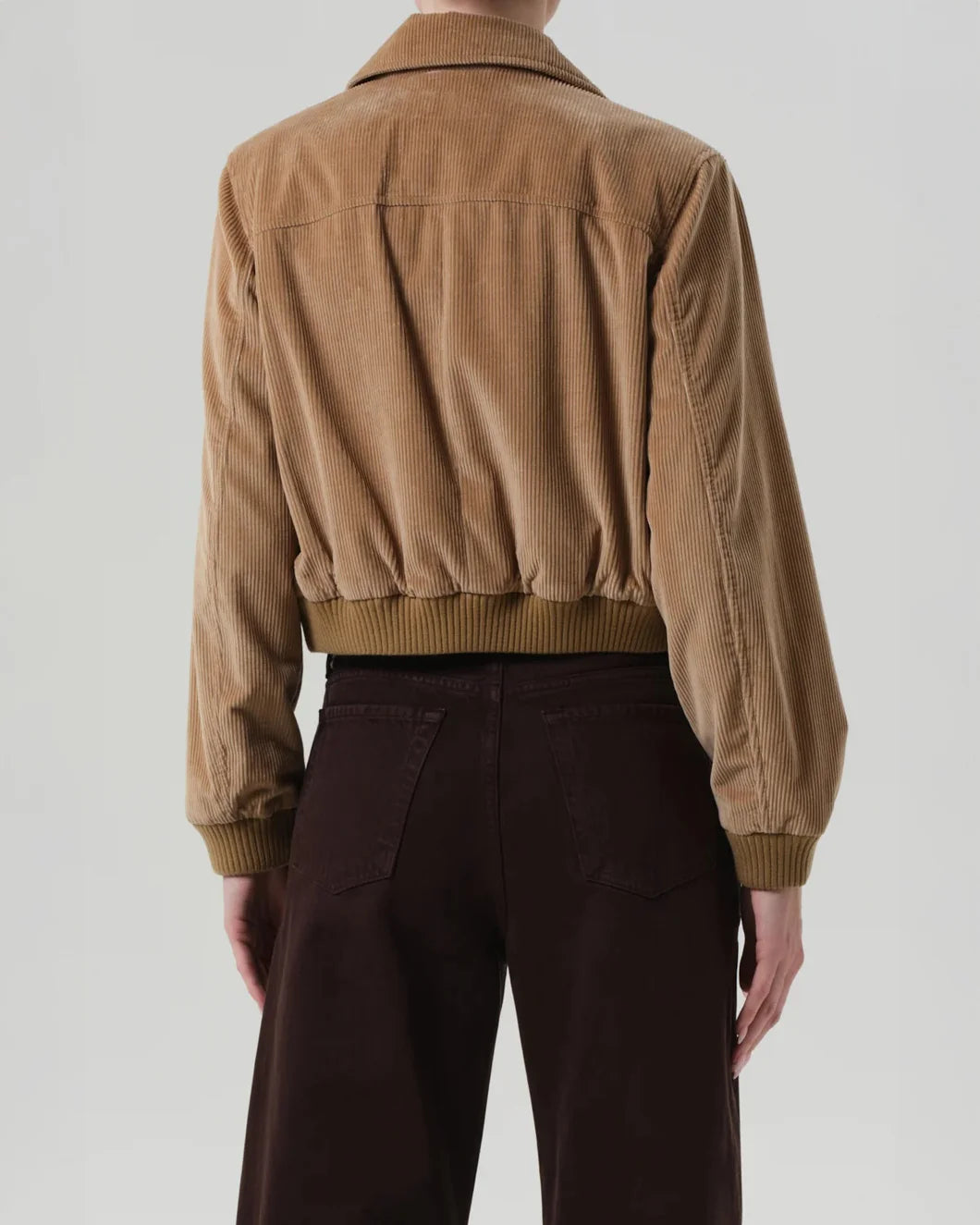 citizens of humanity Lola Eve Bomber in Amber brown on figure back view