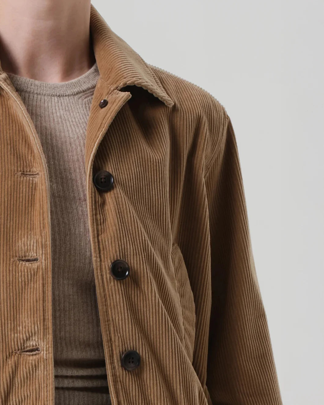 citizens of humanity Lola Eve Bomber in Amber brown on figure front detail view