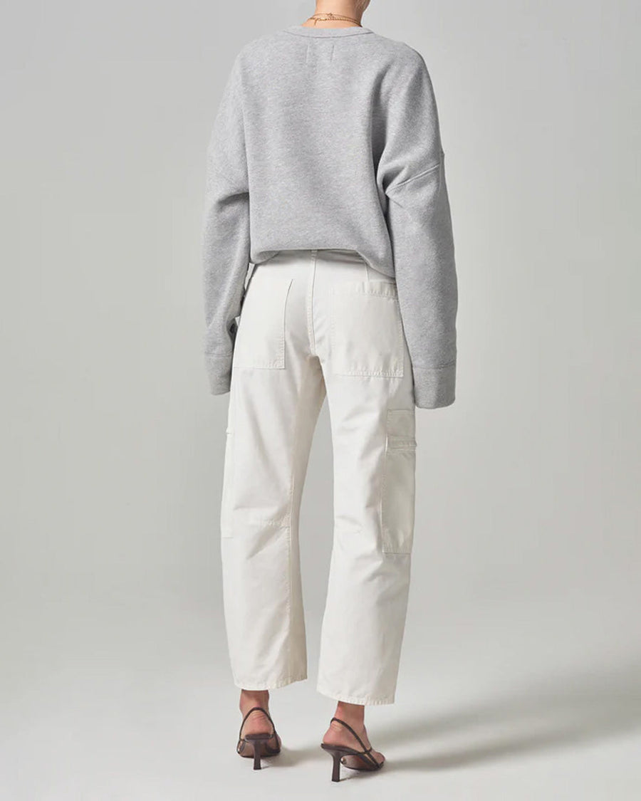 citizens of humanity marcelle low slung cargo in sateen pashima off white pants on figure back