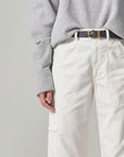 citizens of humanity marcelle low slung cargo in sateen pashima off white pants on figure front detail