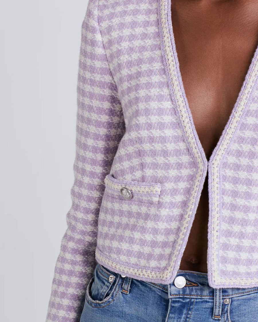 derek lam 10 crosby astrid v neck crop jacket purple figure detail