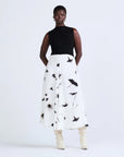 derek lam Phoebe Sleeveless Mixed Media Midi Dress black and white on figure front