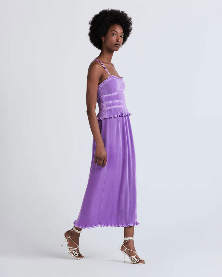 derek lam 10 crosby brisha pleated cami dress purple figure side