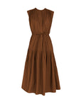 margaret waist tie sleeveless midi dress brown