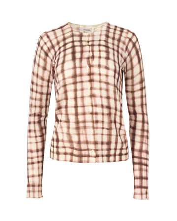 dorothee schumacher delicate statements cardigan brown and rose check