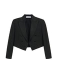 elv denim oversized pleated tux jacket black