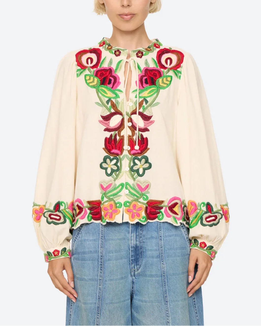 SEA NY Wilhelmina Long Sleeve Top on figure front