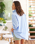 frank and eileen shirley oversized button up blue on figure back