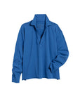 frank and eileen patrick popover henley rybu royal blue top isolated