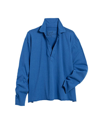 frank and eileen patrick popover henley rybu royal blue top isolated