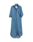 frank and eileen rory maxi shirt dress med denim front
