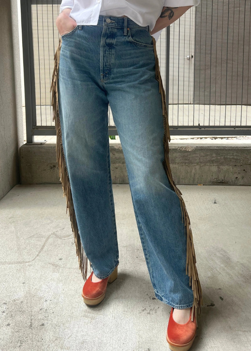 mother fringe jeans