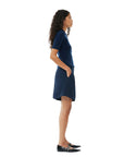ganni navy blue light solid shorts on figure side