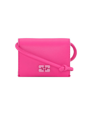 ganni bou wallet on strap pink 
