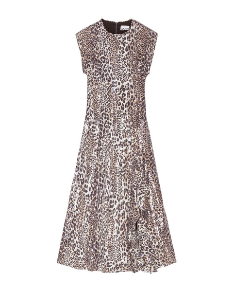 Ganni Printed Stretch Sequins Slit Long Dress | SHOWROOM Ganni Printed Stretch Sequins Slit Long Dress | SHOWROOM