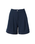 ganni navy blue light solid shorts