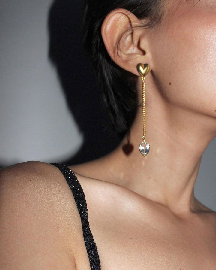 Heart earrings, gold earrings