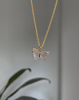 hannan flutter necklace rose quartz