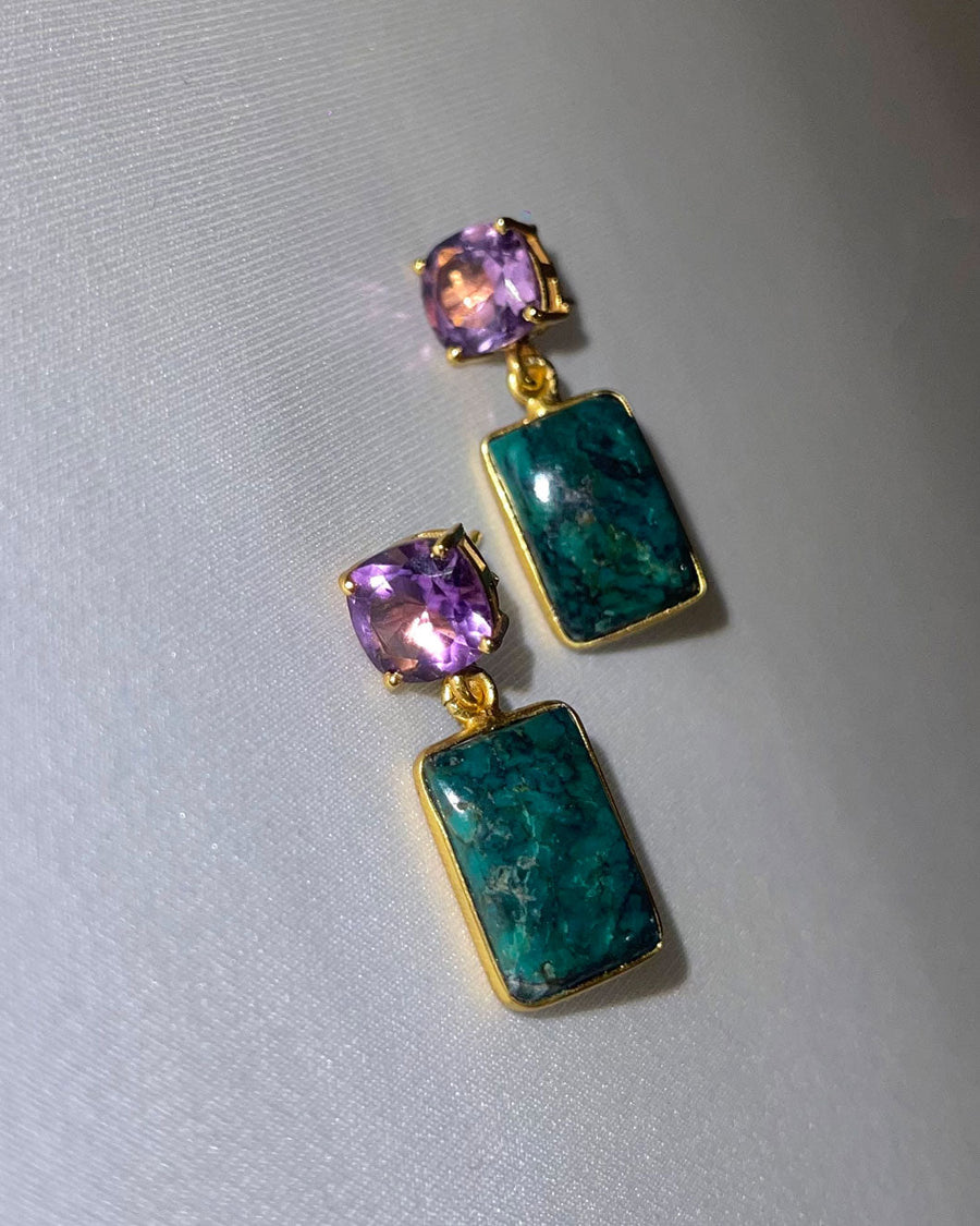 hannan Fortune Teller Earrings Amethyst/Turquoise