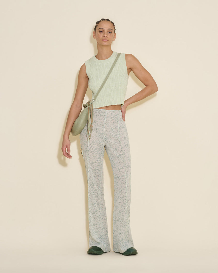 holzweiler cumo cropped knit top green on figure front