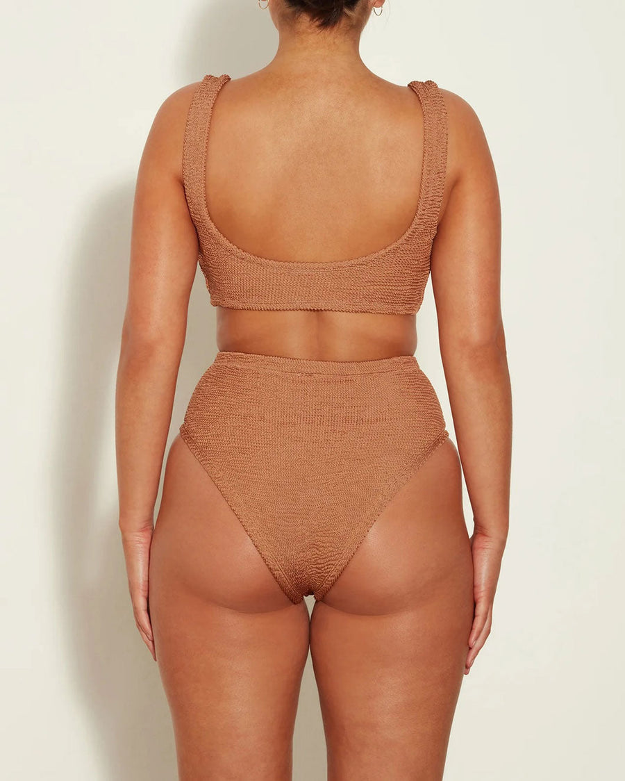 hunza g jamie bikini metallic cocoa brown on figure back