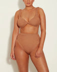 hunza g jamie bikini metallic cocoa brown on figure front