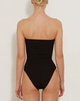 hunza g brooke one piece swimsuit strapless black on figure back