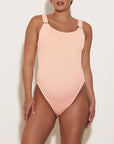 hunza g domino one piece swimsuit blush pink on figure front