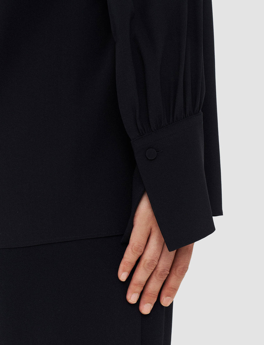 joseph silk crepe de chine buci blouse black figure detail