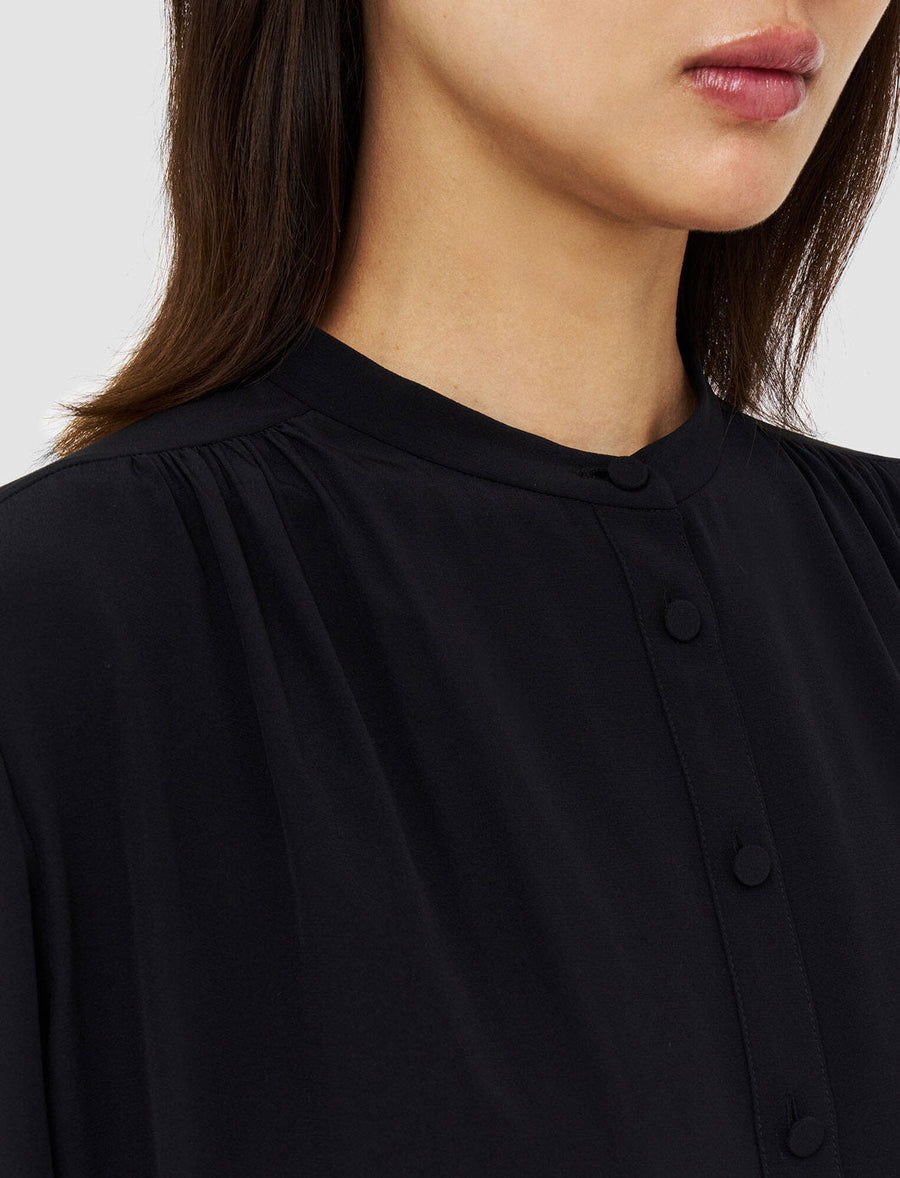 joseph silk crepe de chine buci blouse black figure detail