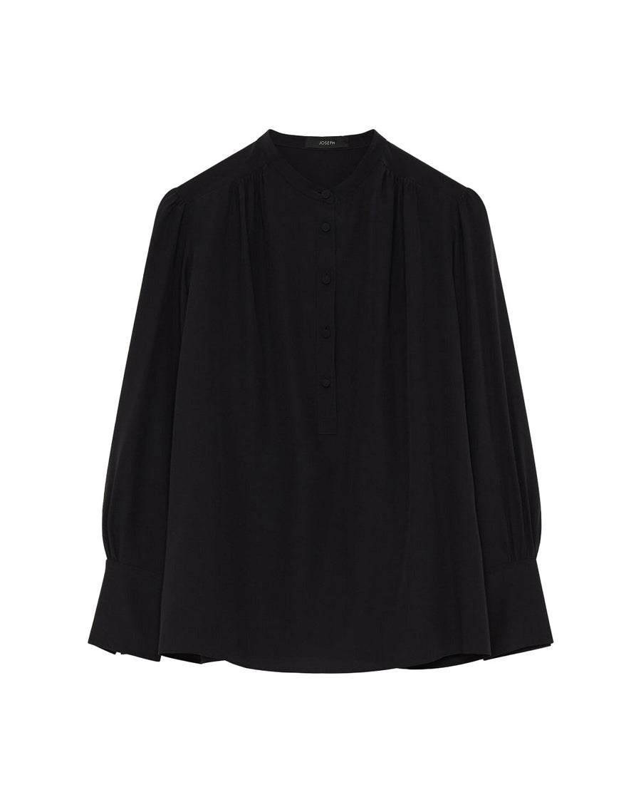 joseph silk crepe de chine buci blouse black front