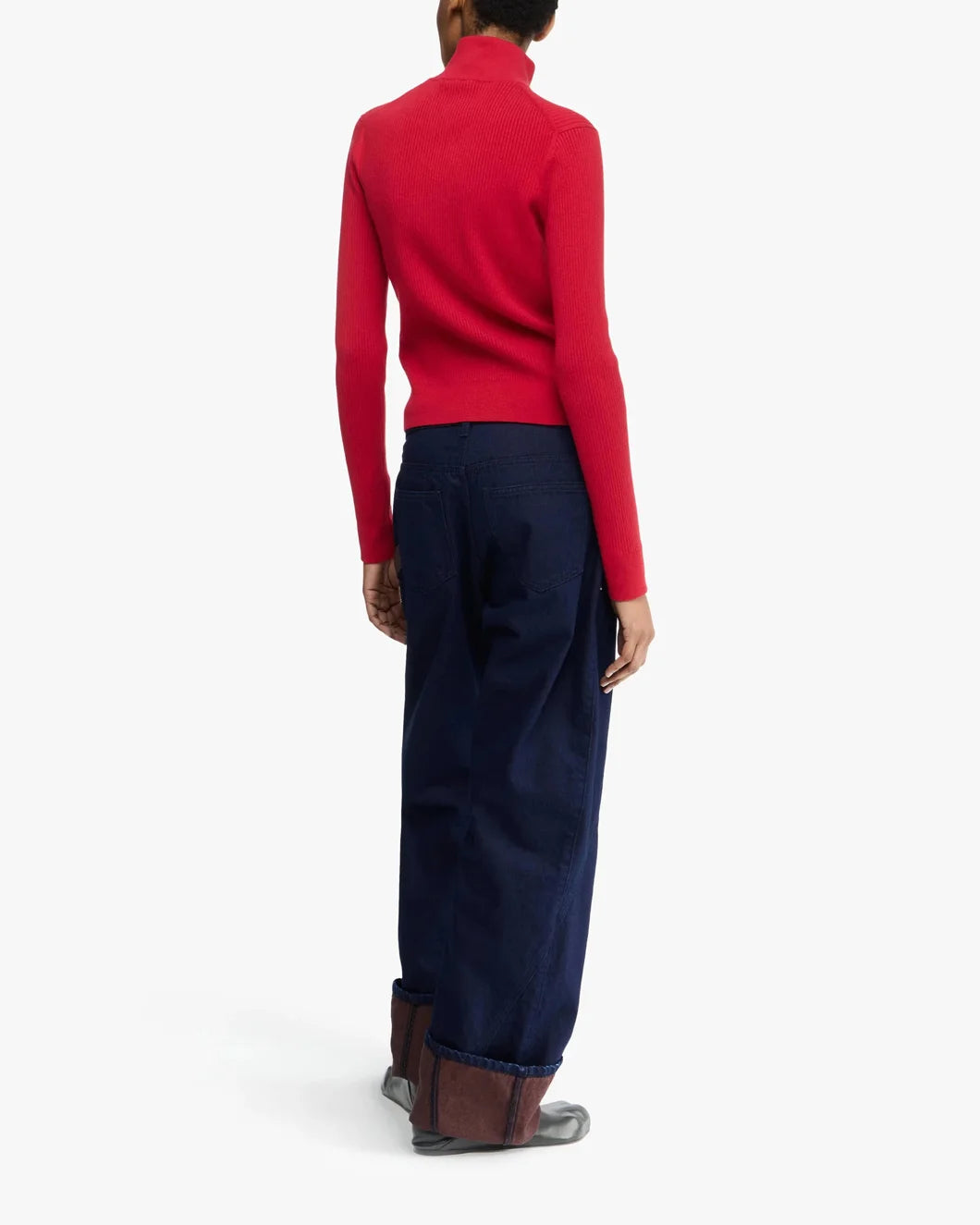 jw anderson Fitted Zip Up Cardigan crimson red back