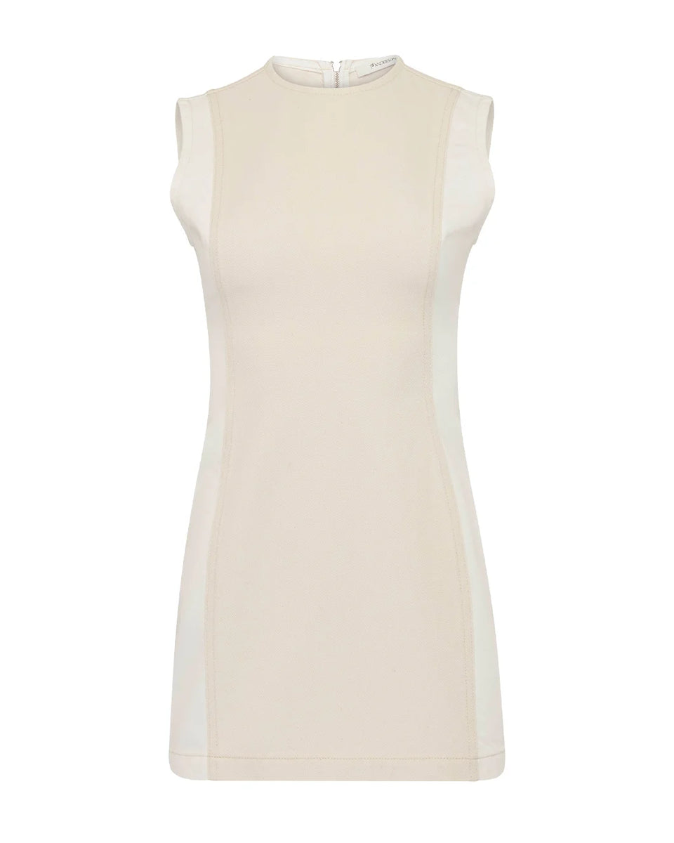 knee length dresses for ladies White Mini Shift Dress with Embroidered Shell Detail main image 0