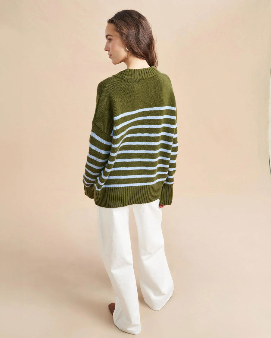 la ligne new york marin sweater moss periwinkle sweater  back