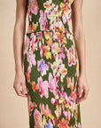la ligne victoria skirt khaki and pink floral on figure front detail