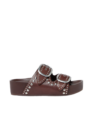 loeffler randall jack espresso leather studded sandal expresso and silver isolated