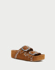 loeffler randall jack two band sandal with studs cacao silver casil brown sandals isolated side