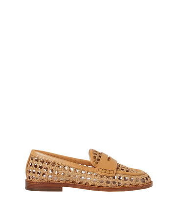 loeffler randall rachel crochet raffia loafer natural tan sandals isolated