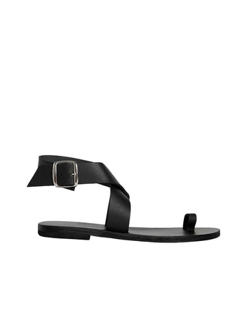 maria farro trinity sandal, black, buckle, isolated, side view, profile